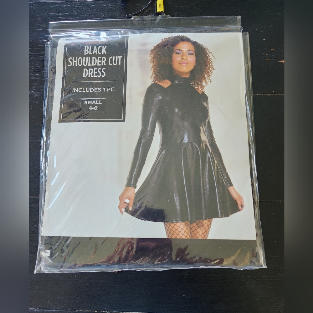 Faux leather shoulder cutout Halloween dress size S